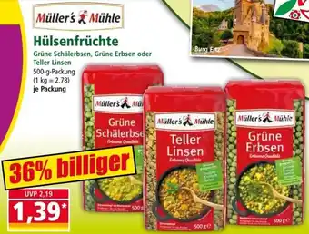 Norma Müller's Mühle Hülsenfrüchte 500 g Packung Angebot