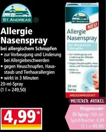 Norma ST. ANDREAS Allergie Nasenspray 20 ml Spray Angebot