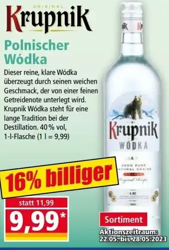 Norma Krupnik Polnischer Wódka 1 L Flasche Angebot