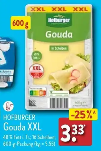 Aldi Nord HOFBURGER Gouda XXL 600 g Packung Angebot