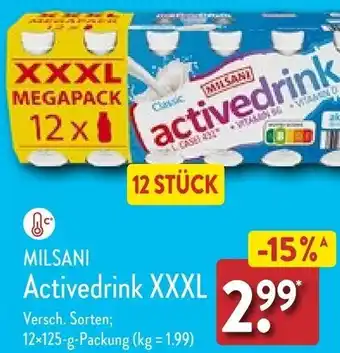 Aldi Nord MILSANI Activedrink XXXL 12x125 g Packung Angebot