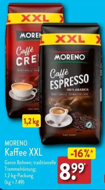 Aldi Nord MORENO Kaffee XXL 1,2 kg Packung Angebot