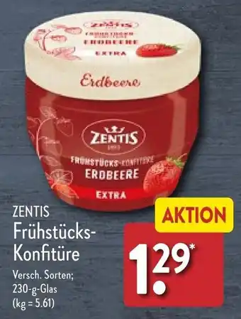 Aldi Nord Zentis Frühstücks-Konfitüre 230 g Glas Angebot