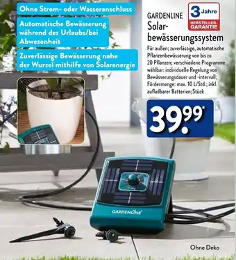 Aldi Nord GARDENLINE Solarbewässerungssystem Angebot