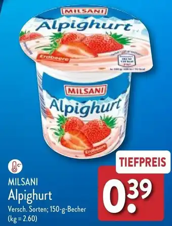 Aldi Nord MILSANI Alpighurt 150 g Becher Angebot