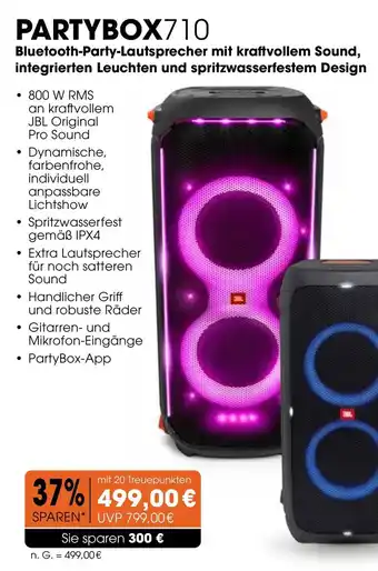 CITTI Markt JBL Bluetooth-Party-Lautsprecher mit kraftvollem Sound, integrierten Leuchten und spritzwasserfestem Design | PARTYBOX710 Angebot