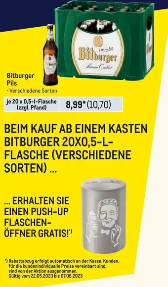 METRO Bitburger Pils 20*500ml Angebot