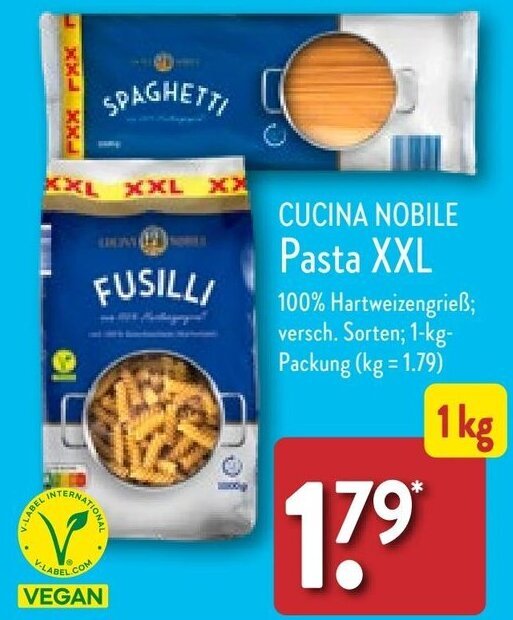 CUCINA NOBILE Pasta XXL 1kg Angebot bei Aldi Nord