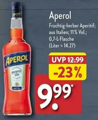 Aldi Nord Aperol 0,7 L Flasche Angebot