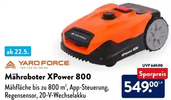 Aldi Nord YARD FORCE Mähroboter XPower 800 Angebot