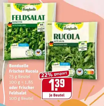 REWE Bonduelle Frischer Rucola 75g oder Frischer Feldsalat 100g Angebot