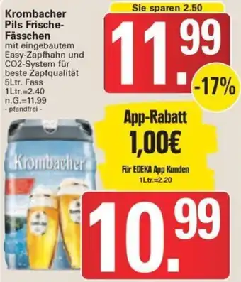 WEZ Krombacher Pils Frische-Fässchen 5 Ltr. Fass Angebot