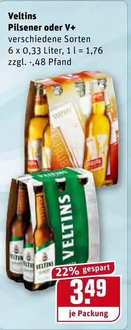 REWE Veltins Pilsener oder V+ 6x0,33L Angebot