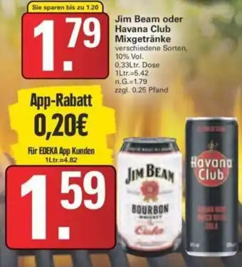 WEZ Jim Beam oder Havana Club Mixgetränke 0,33Ltr. Dose Angebot