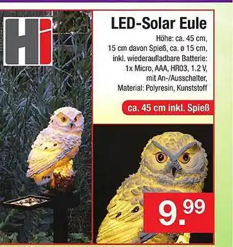 Zimmermann LED Solar Eule Angebot