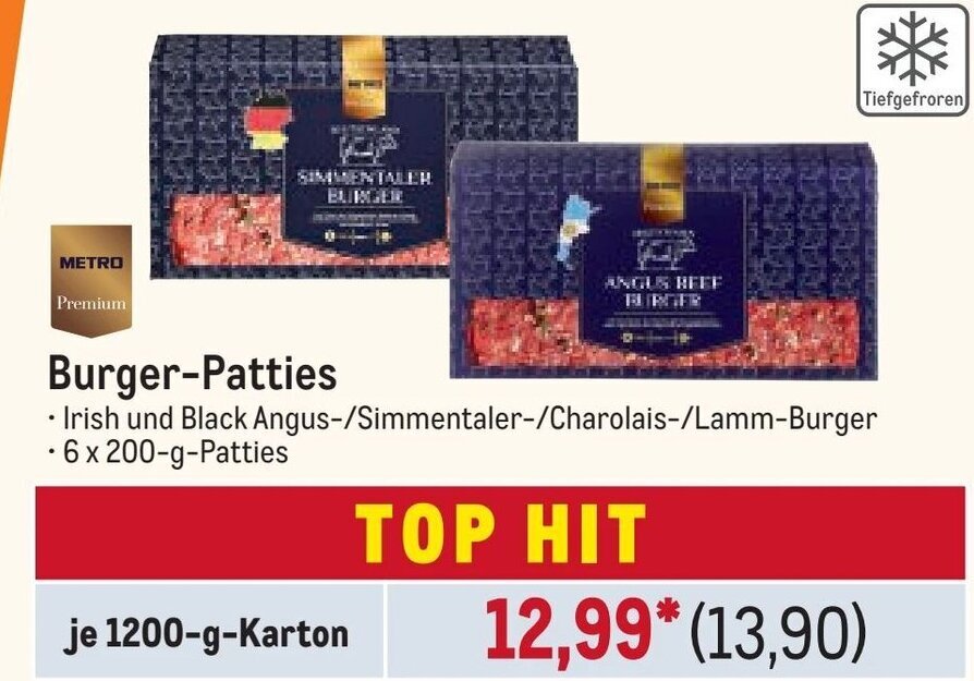 METRO Premium BurgerPatties 1.2kg Angebot bei METRO