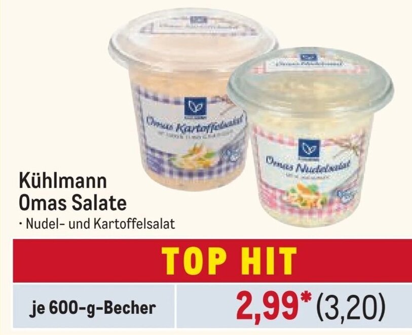 METRO Kühlmann Omas Salate je 600-g-Becher Angebot
