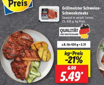 Lidl Grillmeister Schweine Schwenksteaks 420g Angebot