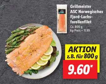 Lidl Grillmeister ASC Norwegisches Fjord Lachsforellenfilet 800g Angebot