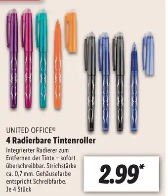 Lidl United Office 4 Radierbare Tintenroller Angebot