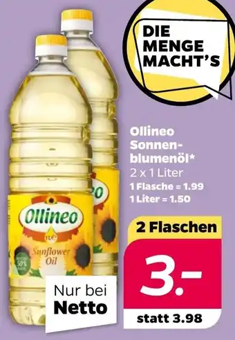 NETTO Ollineo Sonnenblumenöl 2 x 1 Liter Angebot