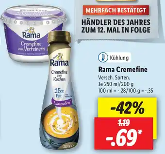 Lidl Rama Cremefine 250 ml/250g Angebot