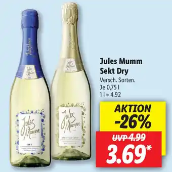 Lidl Jules Mumm Sekt Dry 0,75L Angebot