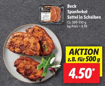 Lidl Beck Spanferkel Sattel in Scheiben 500-550g Angebot