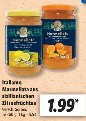 Lidl Italiamo Marmellata aus sizilianischen Zitrusfrüchten 360g Angebot