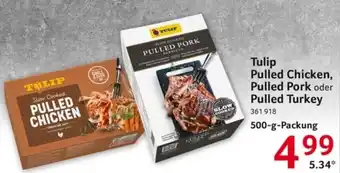 Selgros Tulip Pulled Chicken, Pulled Pork oder Pulled Turkey 500-g Angebot