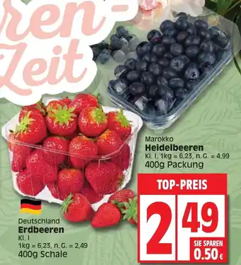 Edeka Heidelbeeren 400 g oder Erdbeeren 400 g Schale Angebot