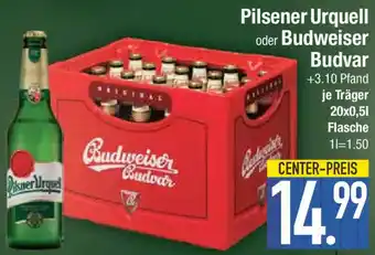 E-Center Pilsener Urquell oder Budweiser Budvar 20x0,5 L Flasche Angebot