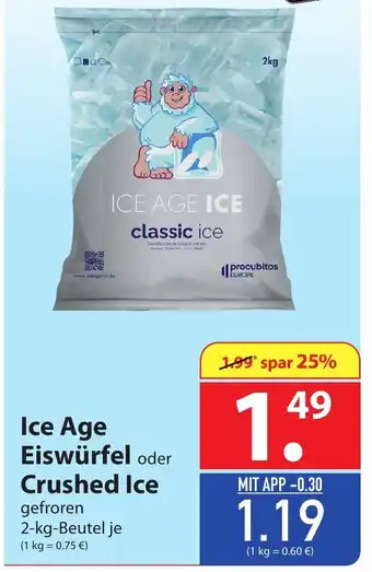 Famila Nord Ost Ice Age Eiswürfel oder Crushed Ice gefroren 2-kg Angebot