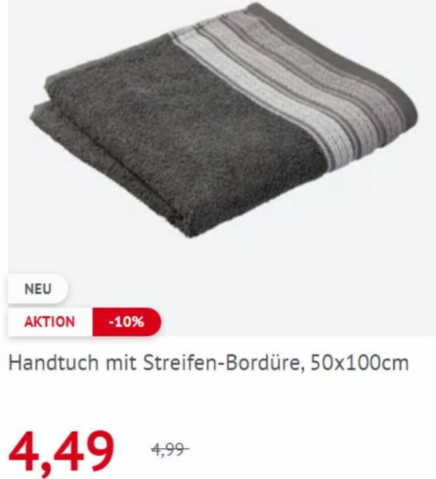 NKD Handtuch mit Streifen-Bordüre, 50x100cm Angebot