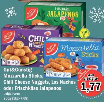 Aktiv Irma Gut&Günstig Mozzarella Sticks, Chili Cheese Nuggets, Los Nachos oder Frischkäse Jalapenos 250g Angebot