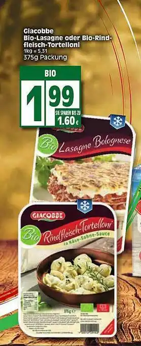 Edeka Giacobbe Bio-lasagne Oder Bio-rindfleisch-tortelloni Angebot