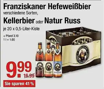 V Markt Franziskaner Hefeweißbier, Kellerbier Oder Natur Russ Angebot