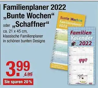 V Markt Familienplaner 2022 „bunte Wochen” Oder „schaffner” Angebot