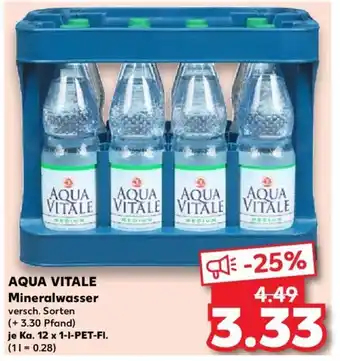 Kaufland AQUA VITALE Mineralwasser 12*1L Angebot