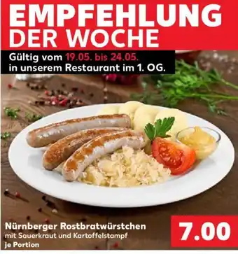 Kaufland Nürnberger Rostbratwürstchen mit Sauerkraut und Kartoffelstampf je Portion Angebot