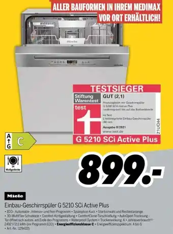 MEDIMAX Miele Einbau Geschirrspüler G 5210 SCi Active Plus Angebot