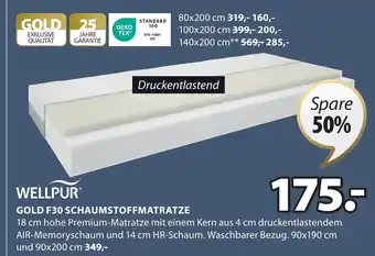 Jysk WELLPUR GOLD F30 SCHAUMSTOFFMATRATZE 18 cm hohe Premium-Matratze 90x190/200 cm Angebot