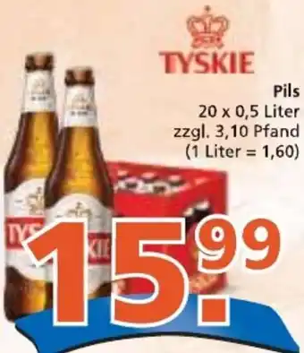 Getränke City TYSKIE Pils 20 x 0,5 Liter Angebot