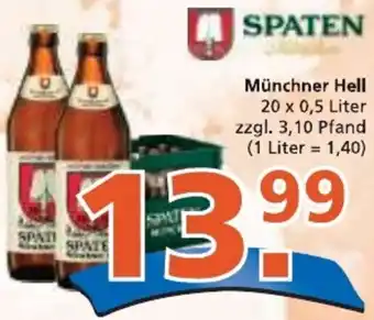 Getränke City SPATEN Münchner Hell 20 x 0,5 Liter Angebot