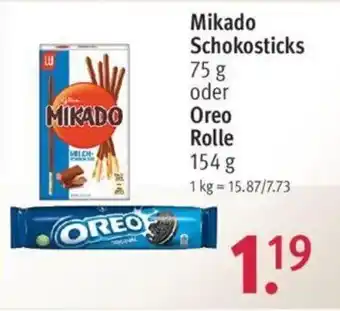 Rossmann Mikado Schokosticks 75 g oder Oreo Rolle 154g Angebot