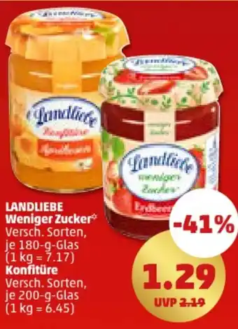 PENNY LANDLIEBE Weniger Zucker 180-g-Glas oder Konfitüre 200-g-Glas Angebot