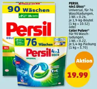 PENNY PERSIL 4in1 Discs 1,9 kg oder Color Pulver 5,4 kg Packung Angebot