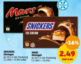 PENNY Snickers Eisriegel 251,5 ml oder Mars Eisriegel 247,5 ml Packung Angebot