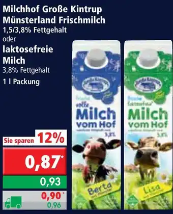 L. STROETMANN GROSSMARKT Milchhof Große Kintrup Münsterland Frischmilch oder laktosefreie Milch 1L Angebot