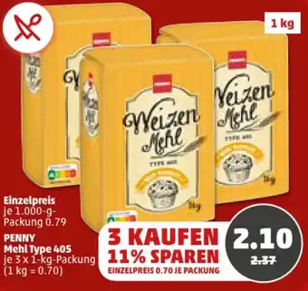 PENNY Penny Mehl Type 405, 3x1 kg Packung Angebot